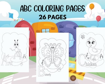 ABC Coloring Book: 26 Alphabet Coloring Pages for Toddlers (PDF Digital Download)