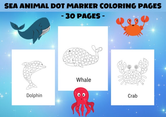 Sea Animal Dot Marker Coloring Pages for Kids Baby Toddler - Etsy Australia Sea Animal Dot Marker Coloring Pages for Kids Baby Toddler - Etsy Australia
