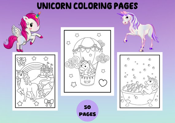 Unicorn Coloring Pages Printable Unicorn Activities for Kids - Etsy