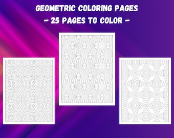 Libro para colorear geométrico: 25 formas y patrones (Descarga digital en PDF)