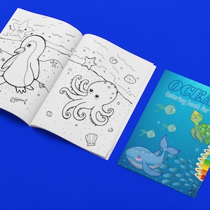 Ocean Coloring Pages, Sea Life Coloring Book,28 Instant Download Printable Digital Pages, Cute Ocean Animals Coloring Book