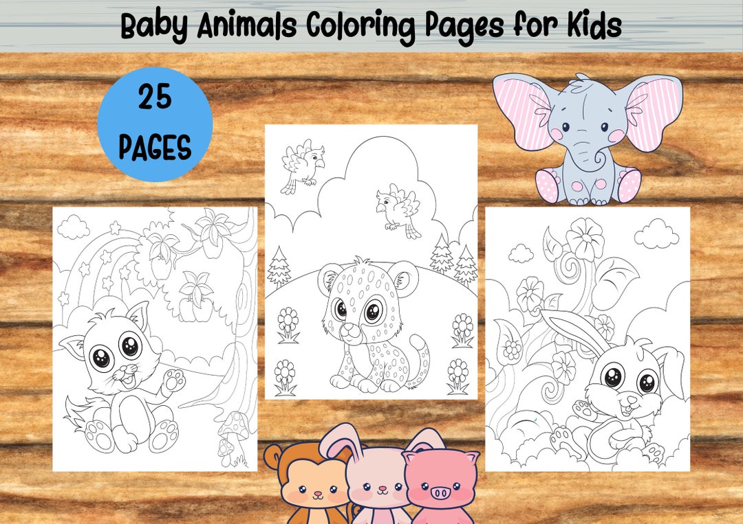 Baby Animals Coloring Pages for Kids Boys and Girls - 25 Printable ...