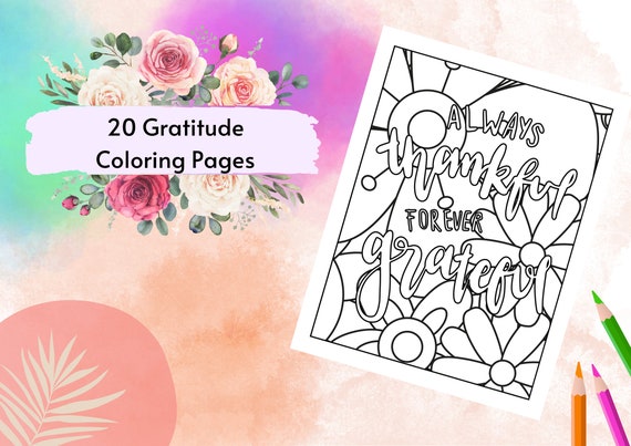 Gratitude Coloring Pages 20 Printable Pages Be Grateful - Etsy