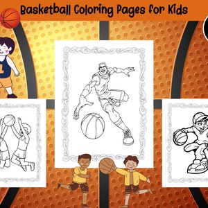 Basketball Coloring Pages for Kids Boys and Girls - 10 Printable Pages for Basketball Lovers - Basketball Coloring Book - Instant Download