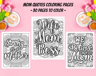 Páginas para colorear con frases divertidas de mamá: 30 diseños imprimibles (PDF)