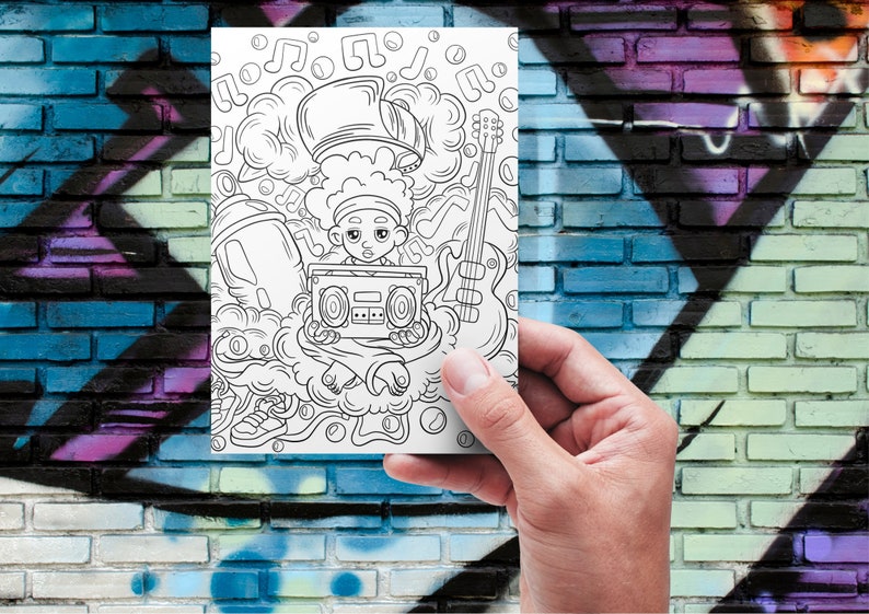Graffiti Coloring Pages for Adults, 30 Printable Pages, Cool Graffiti
