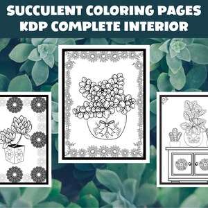 Succulent Plants Coloring Pages, KDP Complete Interior, KDP Coloring Pages, Succulents Adult Coloring Book