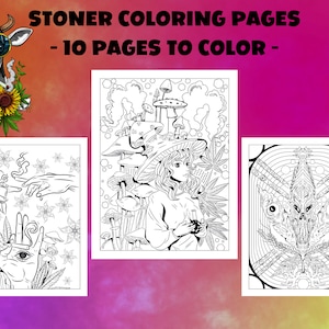 10 Stoner Coloring Pages for Adults, Funny Trippy Coloring Book, Mindful Zendoodle Coloring, Stoner Coloring Book