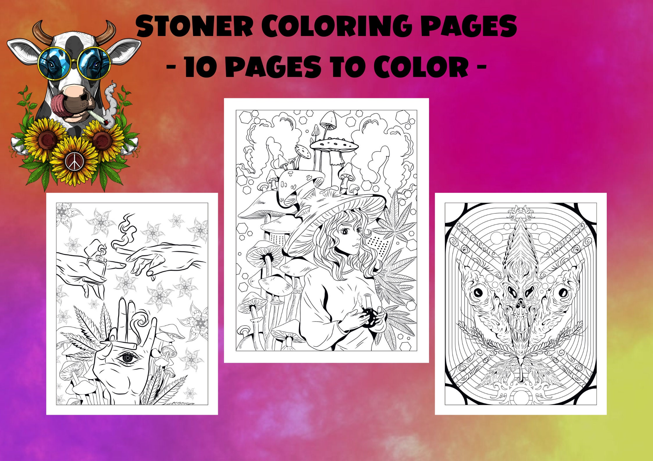 High Life Coloring Page, Coloring Books for Adults, Stoner Coloring Pages,  Marijuana, Weed Art, Stoner Accessories, Colouring Pages, Stoner 