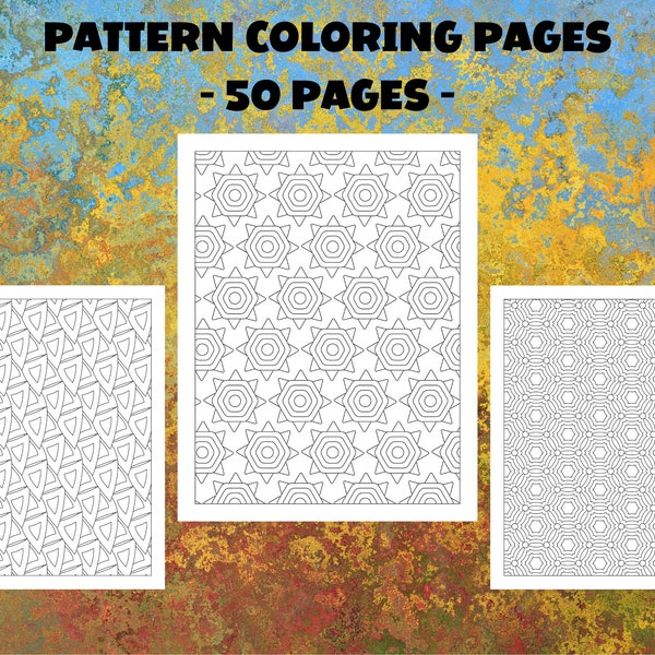 Pattern Coloring Pages, 50 Printable Pages, Pattern Coloring Book for Adults with Beautiful Pattern Designs for Stress Relief