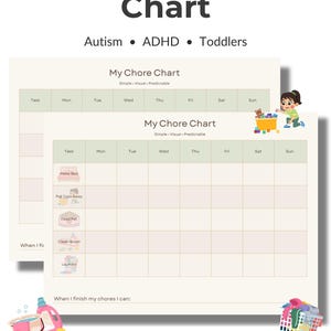 Autism ADHD Sysslor Schema, Visuell Daglig Rutin, Utskrivbart Barnschema, Redigerbar Canva Mall