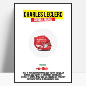 Charles Leclerc Formula 1 Scuderia Ferrari Minimalist Poster Téléchargement instantané, 50 x 70 - plus de tailles disponibles !