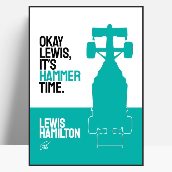 Lewis Hamilton It's Hammer Time Formula 1 Minimalist Poster Instant Download, 50x70 - more sizes available!