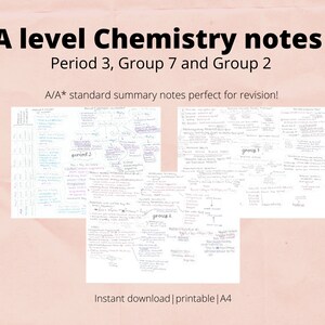 A level Chemistry notes: Period 3, Group 7 and Group 2 - A/A* standard notes