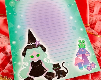 Emerald the Witch | Artist Illustrated Memo Pad | Vintage Kitsch Lover Toy Halloween Hasbro Stationery Planner Paper