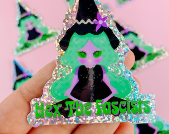 Emerald the Witch Hex The F*sc*sts | Illustrated Glitter Vinyl Sticker | Nostalgic Retro Toy Magic Kitsch Kidcore 90s Kewpie