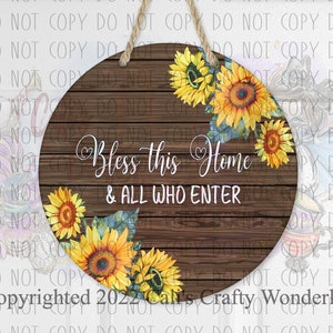 Bless this Home & All Who Enter Door Hanger, Digital Download, Digital Design, Sublimation Door Hanger