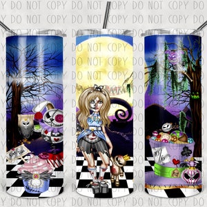ALice in Nightmare, Sublimation Tumbler Design, Digital Download, Instant Download, Tumbler Designs, 20 oz Skinny  Wonderland Digital