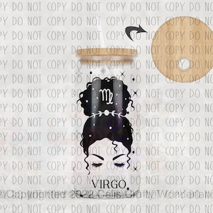 Virgo Messy Bun PNG: Zodiac Glass Can Design (Digital Download)