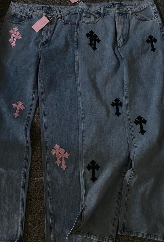 Handmade Light Wash Chrome Denim Jeans 