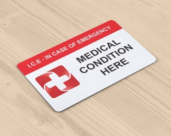 In Case of Emergency (ICE) Custom Printed Medical Alert Card