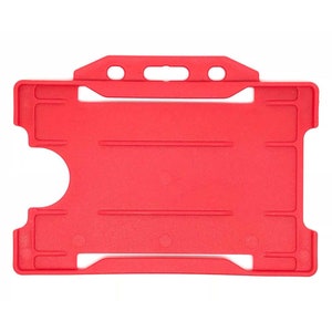 Red ID Card Holder - British-Made, 100% Recycled Plastic - Open-Faced Single-Sided Badge - Bulk Packs Available