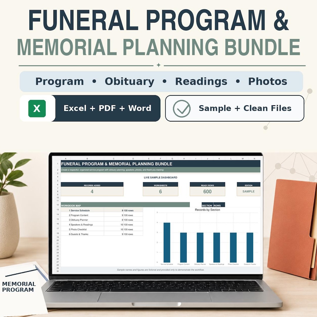 Program Planner Examples Editable Funeral Program Bundle, Memorial Service Planning (word, PDF ...