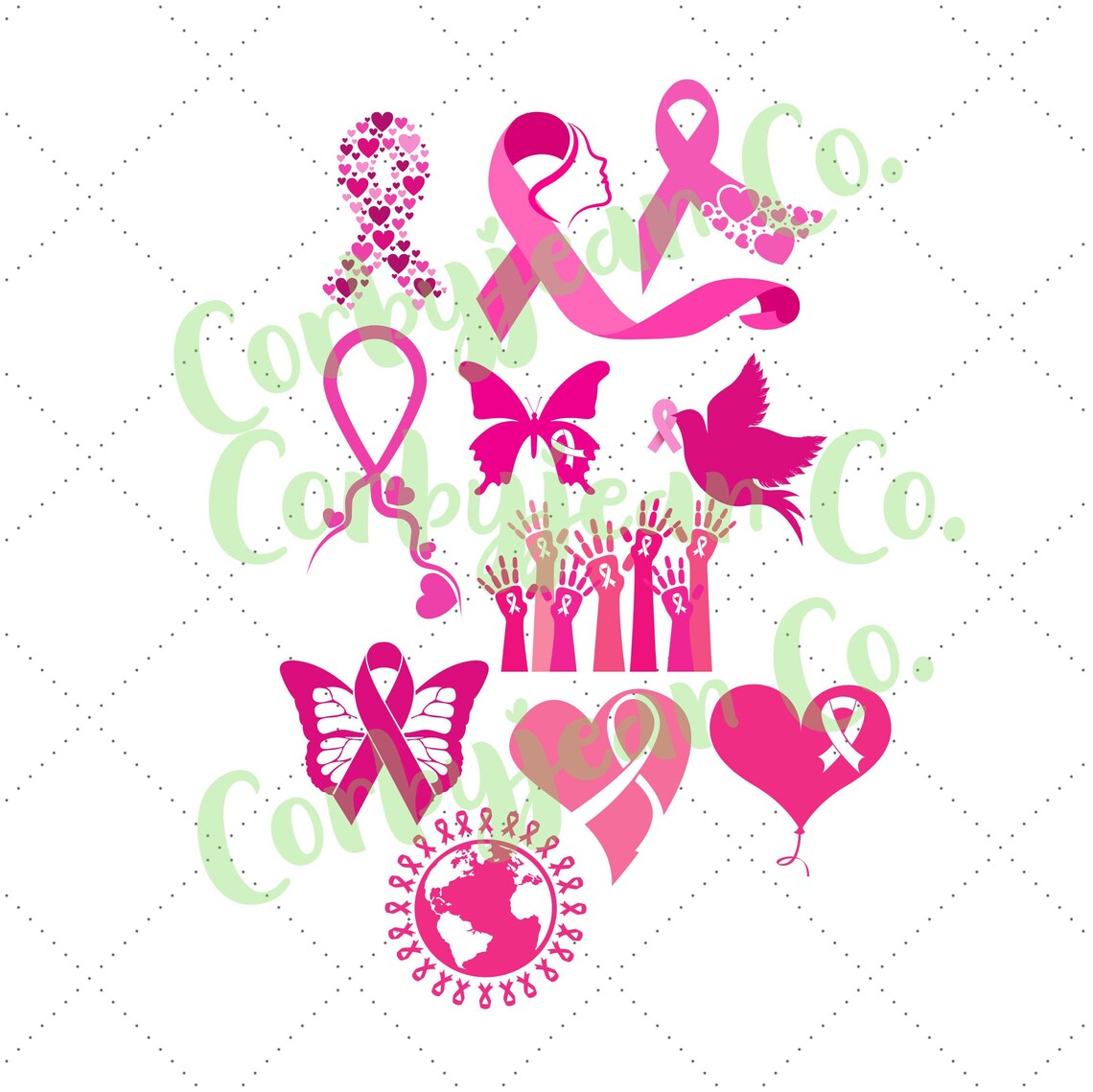 Breast Cancer SVG PNG 20 File Bundle Instant Download - Etsy