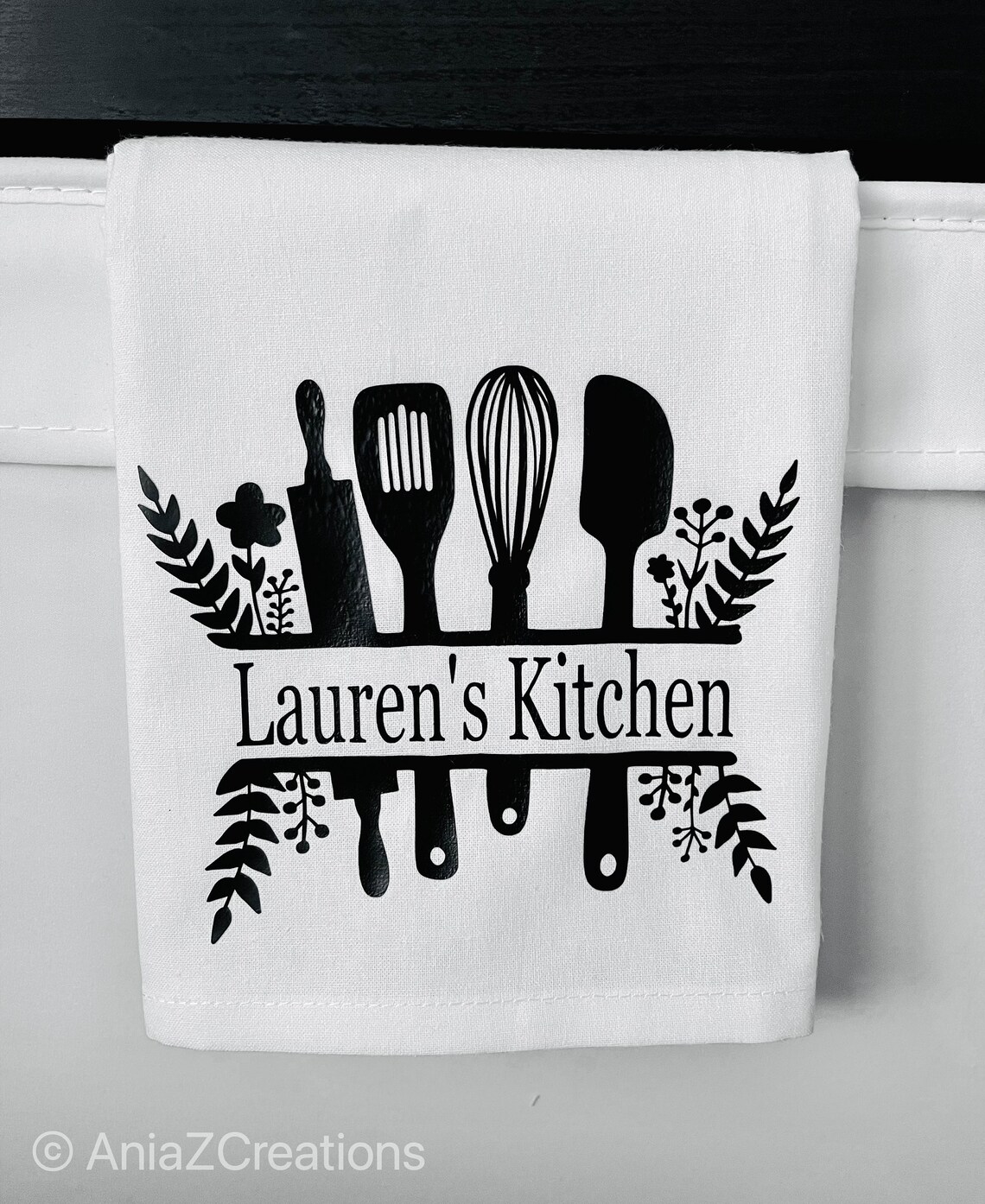 Personalized Kitchen Tea Towel Custom Dish Towel With Kitchen Etsy