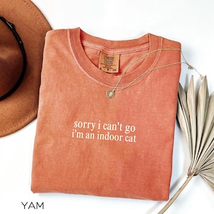 Mi dispiace, non posso andare, sono un gatto da interno. Maglietta Comfort Colors. Maglietta Sarcastica. Maglietta Antisociale. Maglietta Introversa. Maglietta Ansia Sociale. Maglietta Umoristica per Adulti.