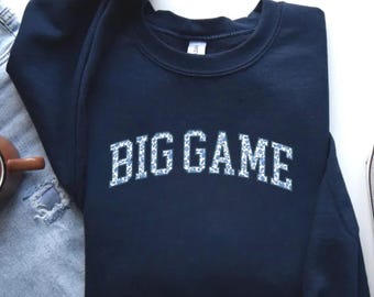 Chinoiserie Game Day Sweatshirt Cute Tailgating Crewneck Pullover Football Tailgate Big Game Outfit Cozy Sports Blue Toile Unisex Crewneck