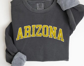 Arizona Sweatshirt Distressed Comfort Colors Sweater Varsity Style AZ Crewneck Arizona Desert Sweater HomeTown Gift University College Gift