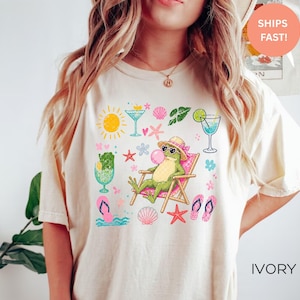 Comfort Colors Western Frog Shirt Frog Blowing Bubble Beach Vibes Nautical Tshirt Cute Summer Outfits Salty Shirt Beach shirt Vacation Gift