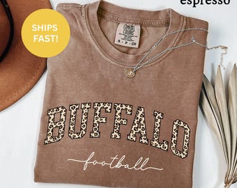 Buffalo Football Cheetah Print Comfort Colors Shirt Football Leopard Print Varsity Shirt Buufalo Bills Game Day Apparel Bills Fan Gift FSM15