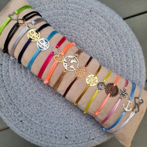 Satin cord bracelets, anklets color and charm made to your liking