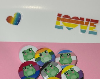 Cute Chubby Frog Pride Flag Buttons