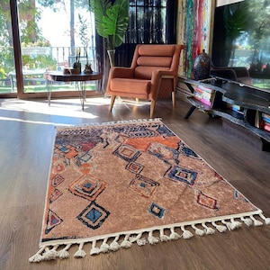 Cotton Moroccan Rug: Bohemian Berber Style, Vintage Tribal Decor