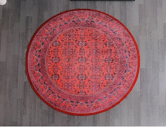 Round Rug Red, Circle Rug, Round Rug Vintage, Circle Rug 8x8, Round Rug 8 Feet, Circle Rug 5x5, Round Rug 5, Afghan Round Rug, Round Rug 7x7
