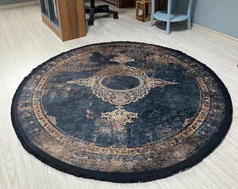 Vintage Round Rug: Bohemian Ethnic Cotton Rug