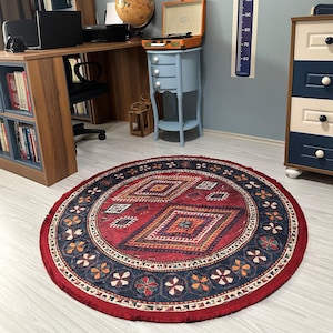 Round Rug Vintage, Round Dining Rug, Rug For Bedroom Aesthetic Round, Circle Rug Bedroom, Round Rug 5, Circle Rug, Round Rug Moroccan, Rug