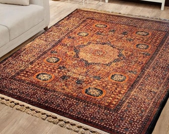 Vintage Turkish Area Rug: 6x9 Oushak Style Cotton Kilim