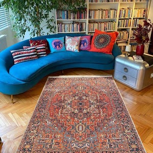 Vintage Style Cotton Rug: Ethnic Anatolian Kilim Design