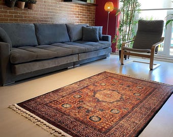 Vintage Turkish Kilim Rug: Mid-Century Modern Cotton Area Rug (8x10)