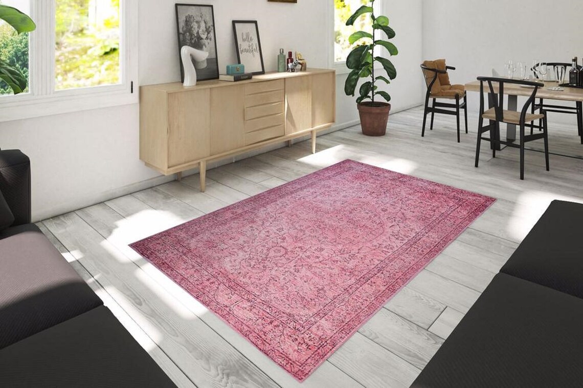 Rug for Bedroom Aesthetic Pink Kitchen Rug Overdyed Pink Etsy Australia