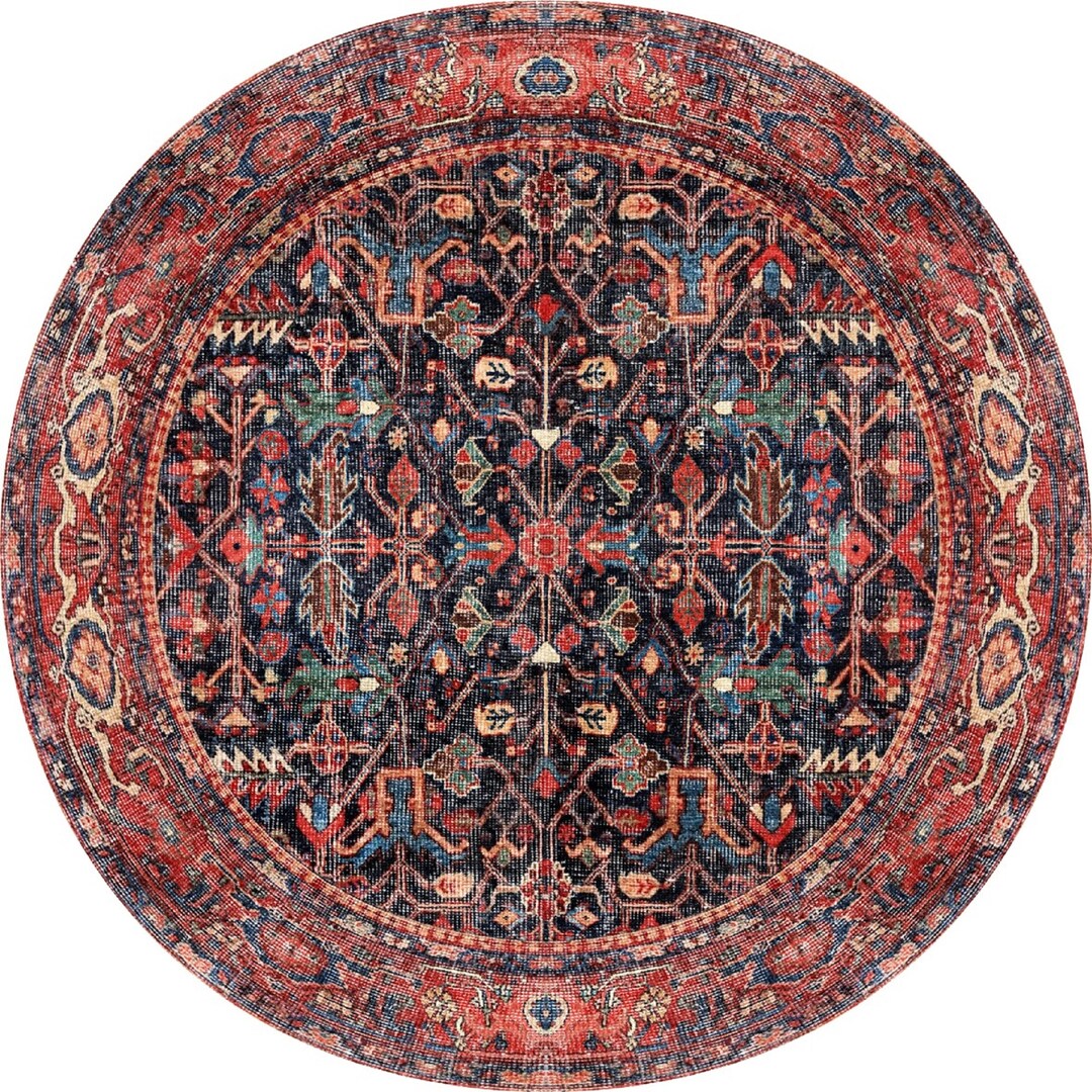 Round Rug Vintage Boho Round Rug Decorative Round Rug Etsy