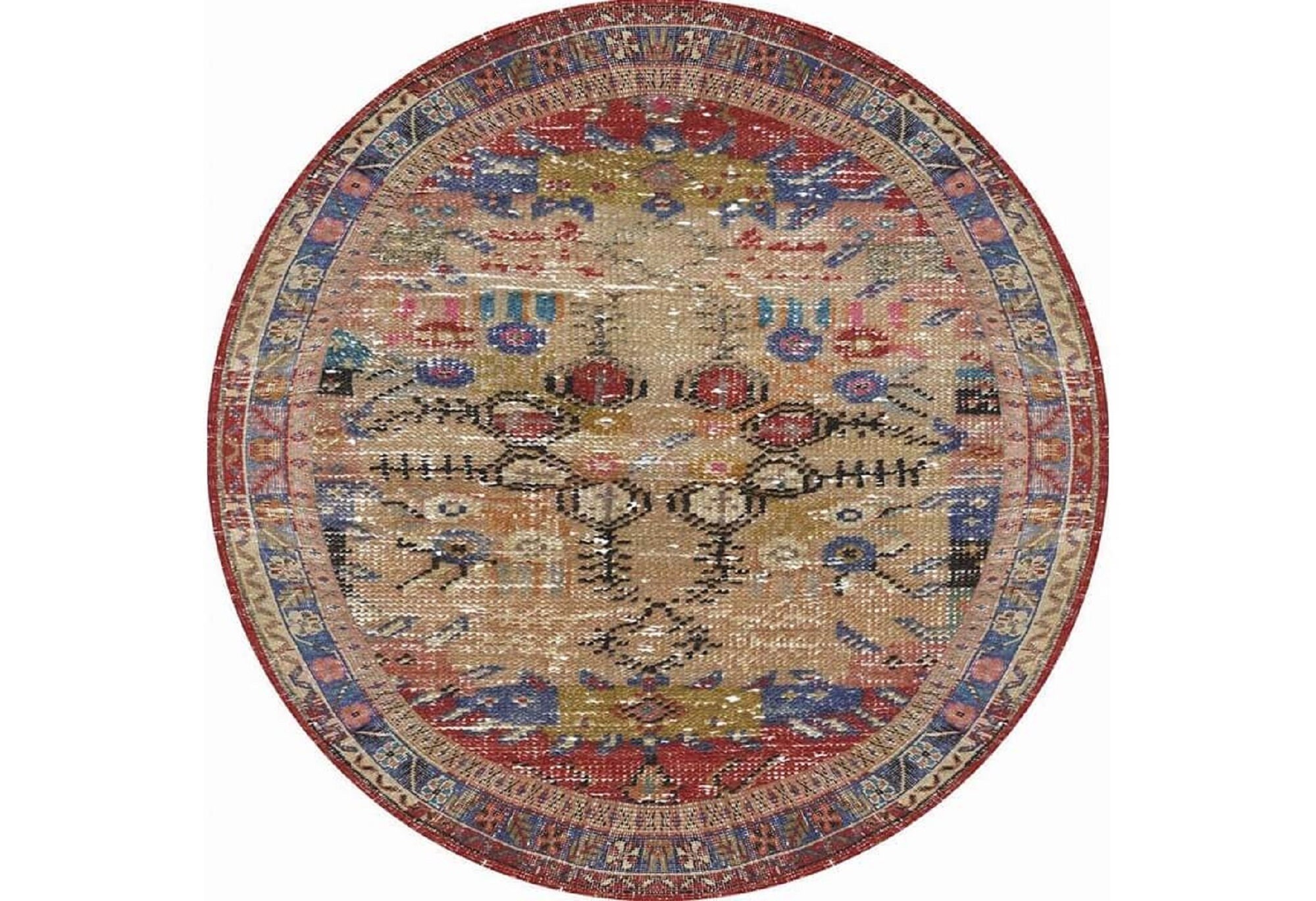 Round Rug Vintage Round Dining Rug Rug for Bedroom Aesthetic Etsy