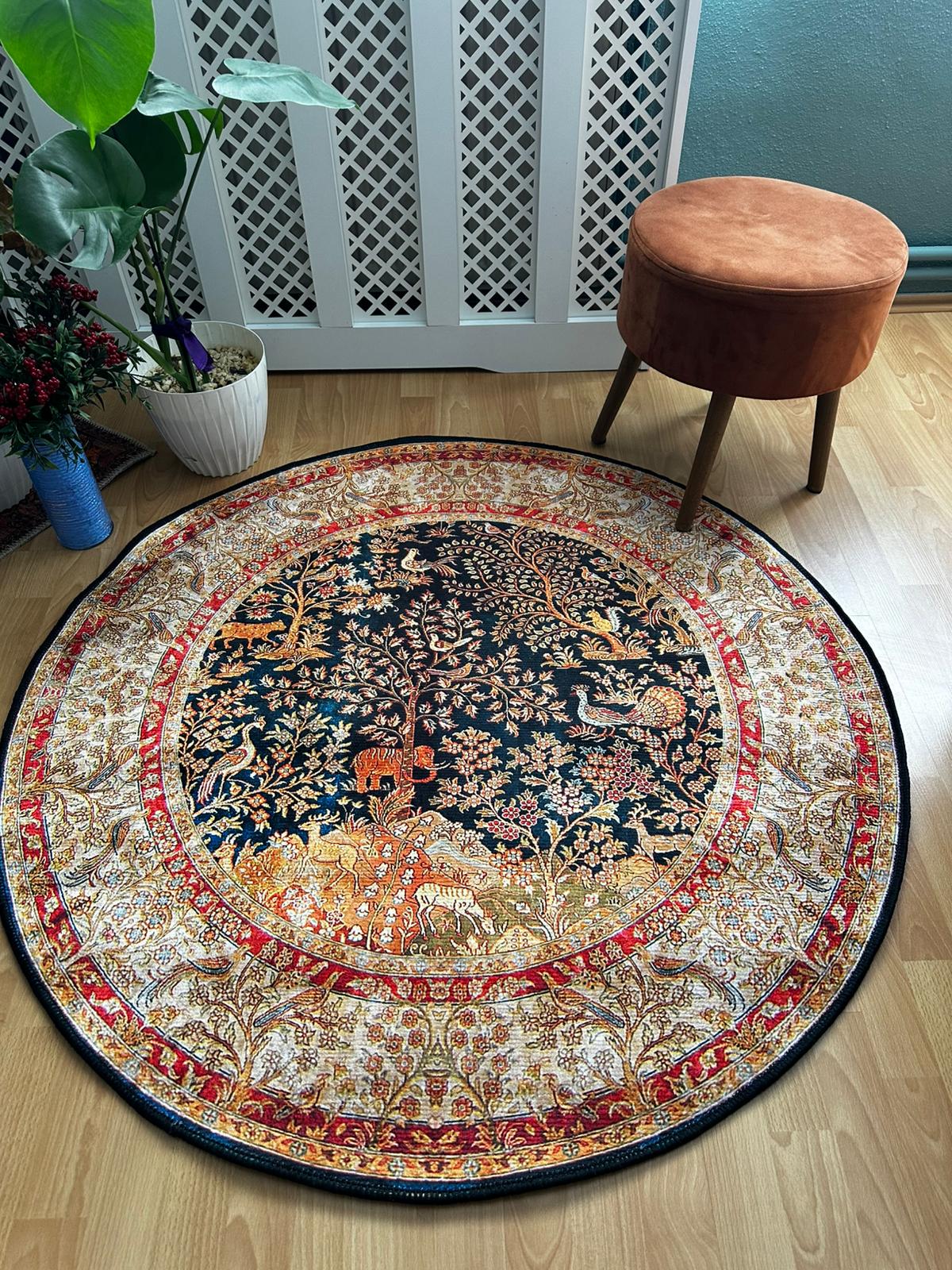 ペルシャ絨毯　Vintage ベルギー製 ウール 円　ラグ ペルシャ絨毯 Vintage ベルギー製 ウール 円 ラグ