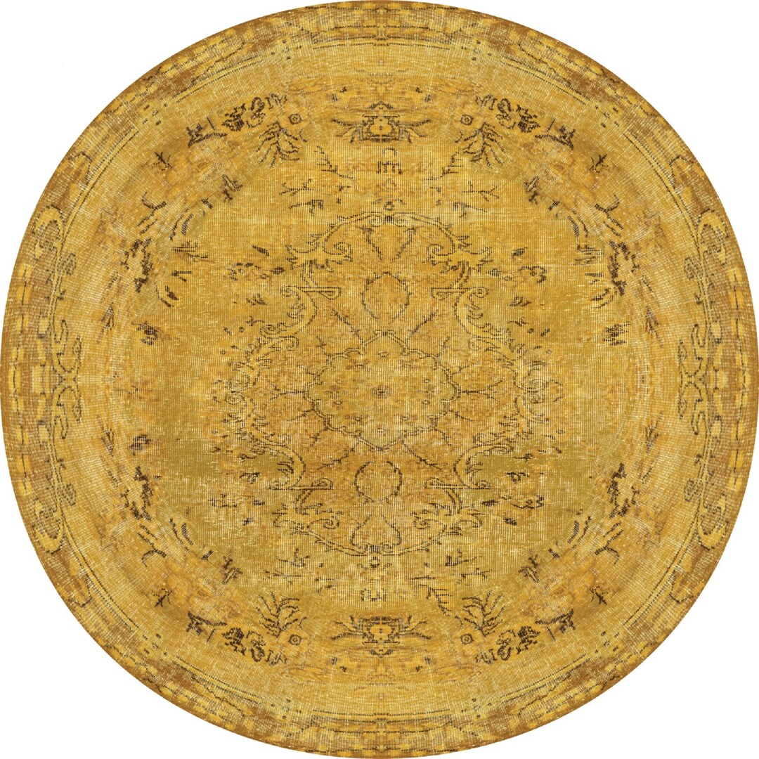 Yellow Round Rug Yellow Rug Circle Rug Circle Rug 8x8 Etsy