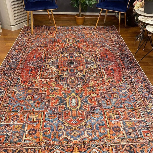 Tapis de style bohème, tapis de style vintage, tapis grande taille, tapis oriental, tapis à motif tribal, tapis coloré, tapis de salon, tapis bohème, tapis rond