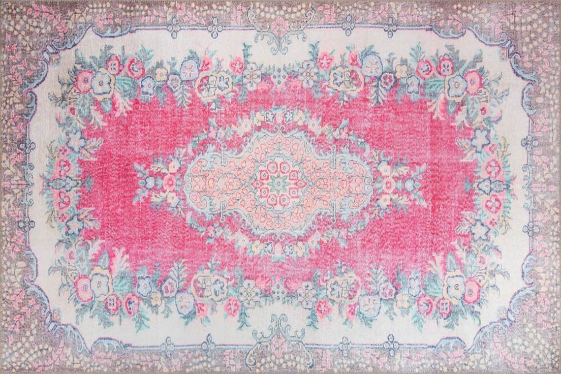 Pink Rug Small Rug 6x9 Rug 70s Rug Pink Vintage Rug Rug Etsy